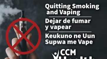 Article image:  Quitting Smoking and Vaping | Keukuno ne Uun Supwa me Vape | Dejar de Fumar y Vapear